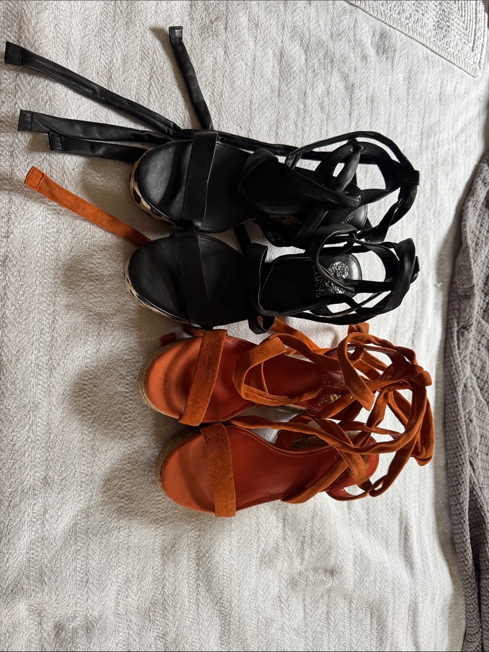 2 pairs of Vince Camuto Women’s Lace-Up Espadrille Sandals in Black and Rust